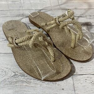 Vergelio Sandals Womens 36 Tan Knotted Toe-Post Bedazzled Strappy Shoes Hipster